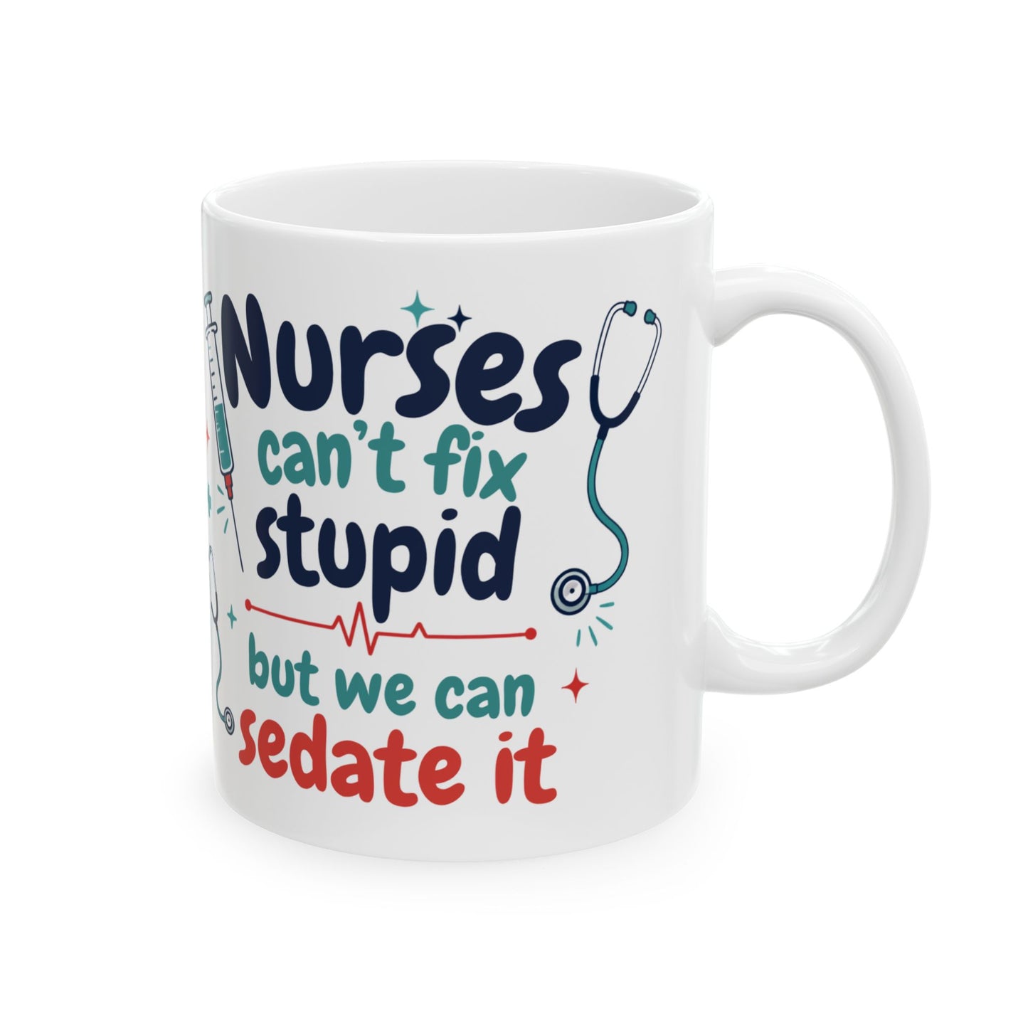 Nurses Stethoscope Syringe Illustration Mug | Ceramic Mug