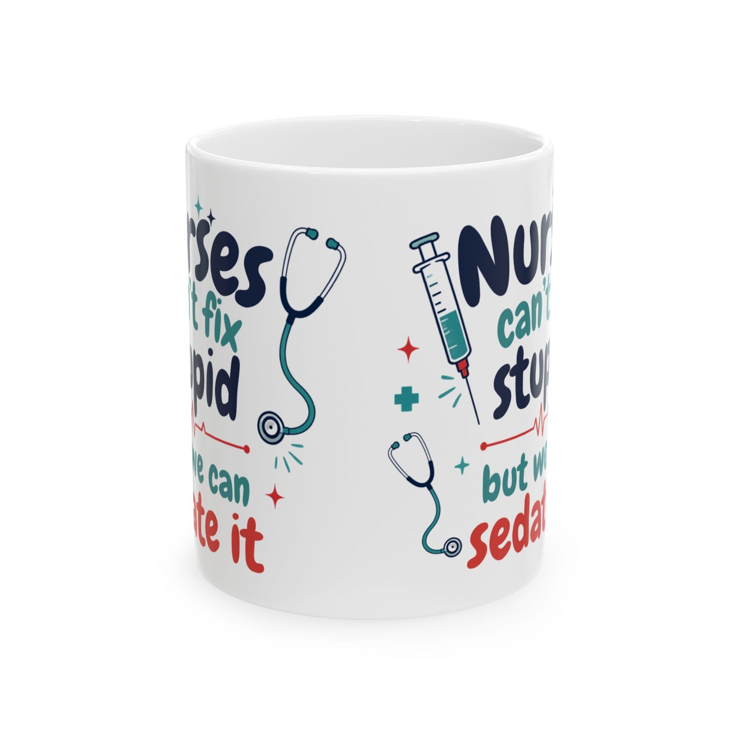 Nurses Stethoscope Syringe Illustration Mug | Ceramic Mug