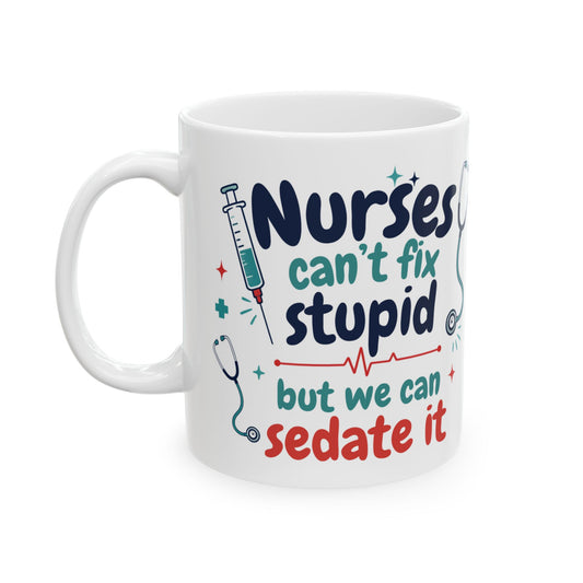 Nurses Stethoscope Syringe Illustration Mug | Ceramic Mug